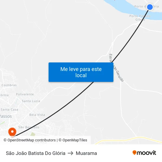 São João Batista Do Glória to Muarama map