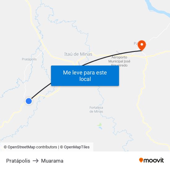 Pratápolis to Muarama map