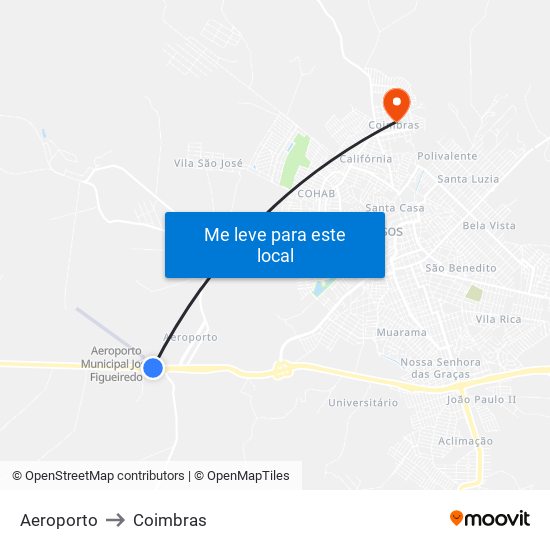 Aeroporto to Coimbras map