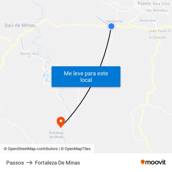 Passos to Fortaleza De Minas map