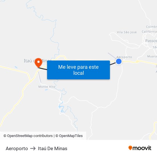 Aeroporto to Itaú De Minas map