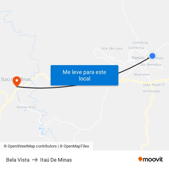 Bela Vista to Itaú De Minas map