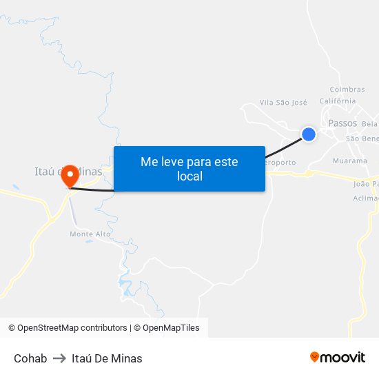 Cohab to Itaú De Minas map