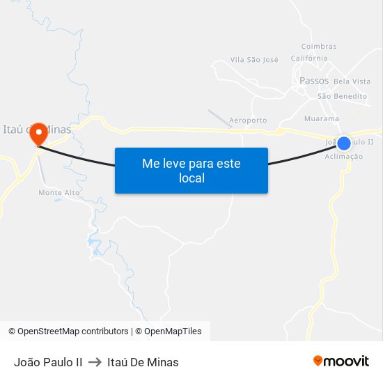 João Paulo II to Itaú De Minas map