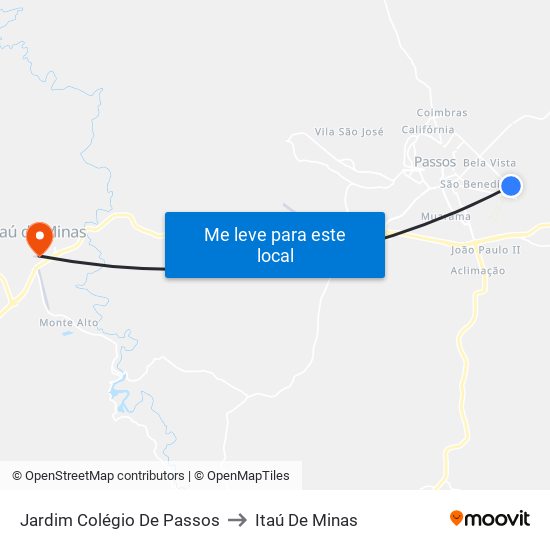 Jardim Colégio De Passos to Itaú De Minas map