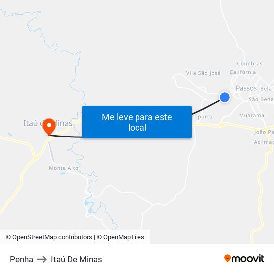 Penha to Itaú De Minas map