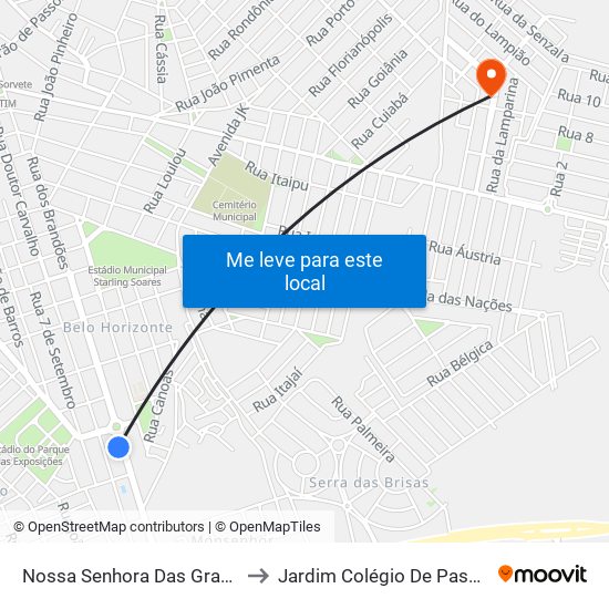 Nossa Senhora Das Graças to Jardim Colégio De Passos map