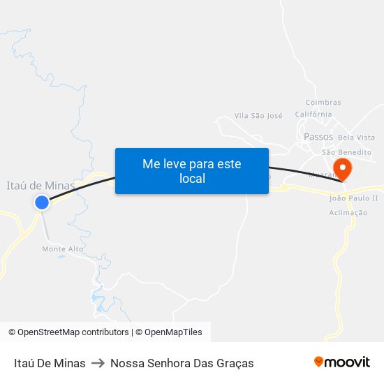 Itaú De Minas to Nossa Senhora Das Graças map