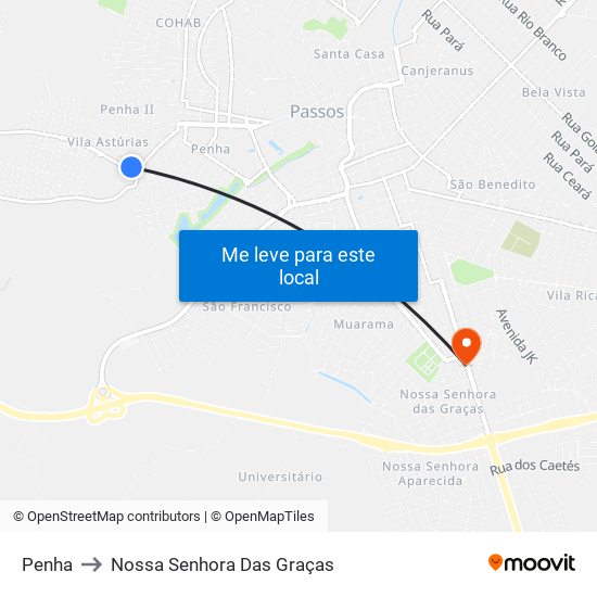 Penha to Nossa Senhora Das Graças map