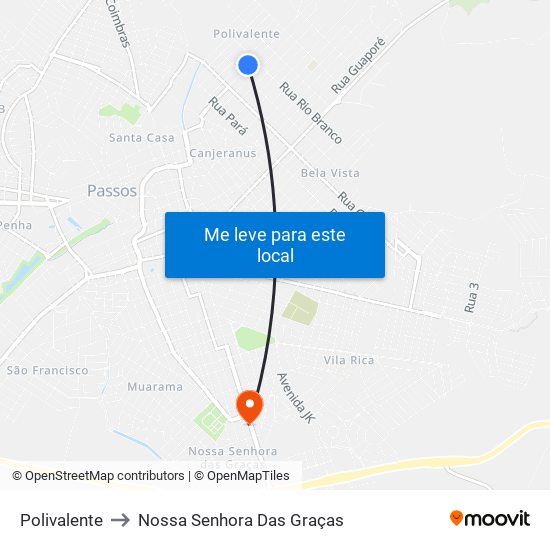 Polivalente to Nossa Senhora Das Graças map