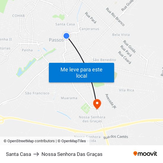 Santa Casa to Nossa Senhora Das Graças map