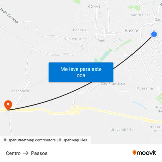 Centro to Passos map
