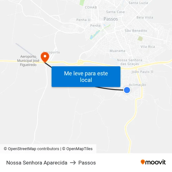 Nossa Senhora Aparecida to Passos map