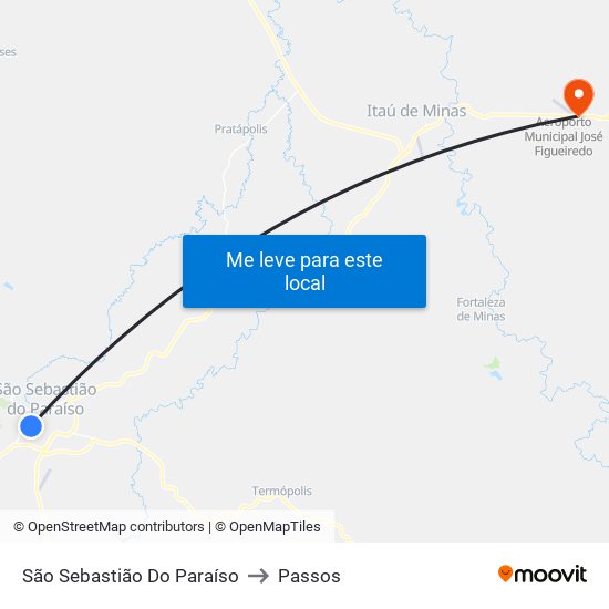 São Sebastião Do Paraíso to Passos map