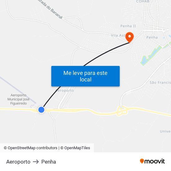 Aeroporto to Penha map