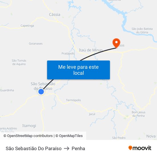 São Sebastião Do Paraíso to Penha map