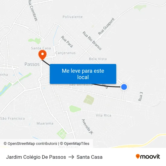 Jardim Colégio De Passos to Santa Casa map