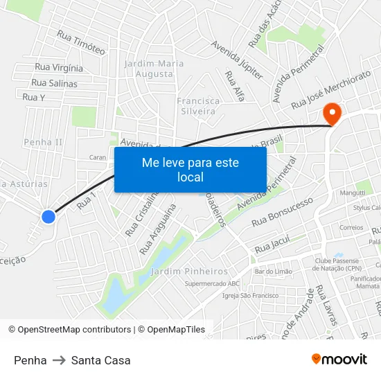 Penha to Santa Casa map