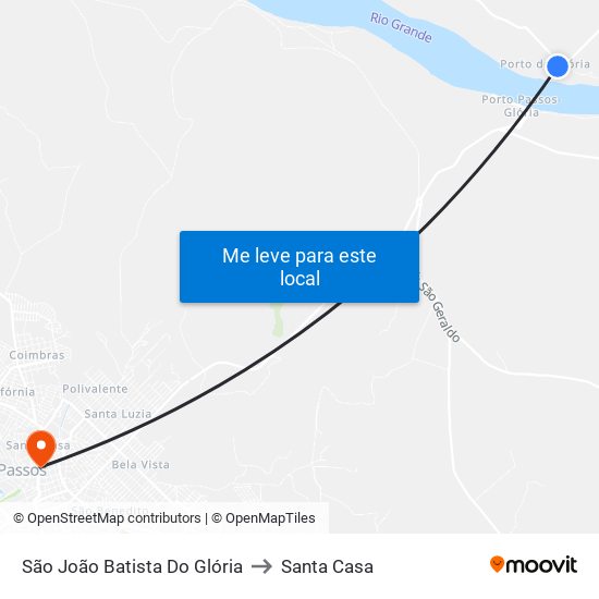 São João Batista Do Glória to Santa Casa map