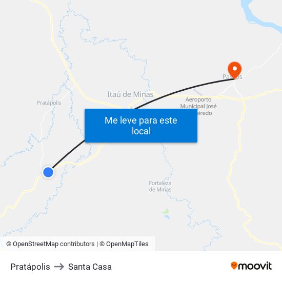 Pratápolis to Santa Casa map