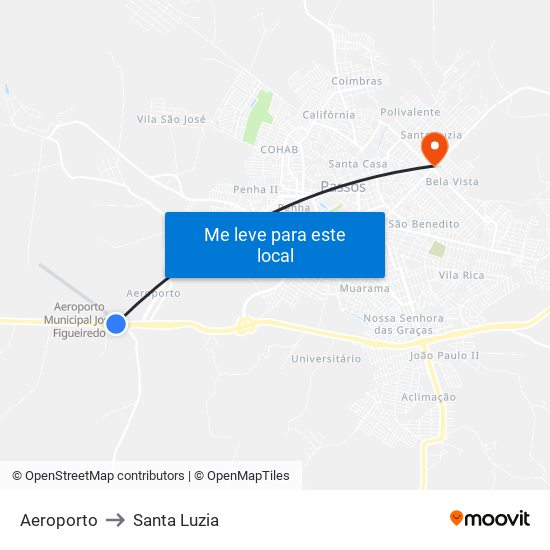 Aeroporto to Santa Luzia map