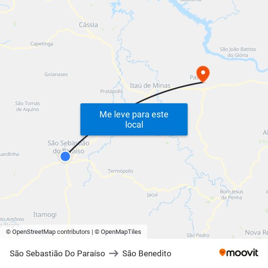São Sebastião Do Paraíso to São Benedito map
