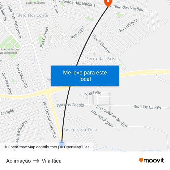 Aclimação to Vila Rica map