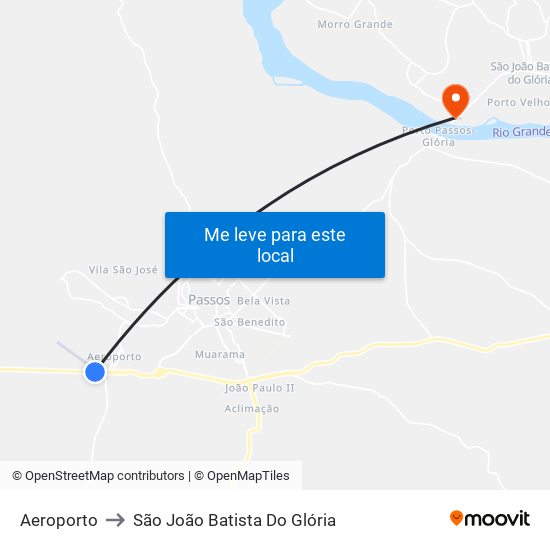 Aeroporto to São João Batista Do Glória map