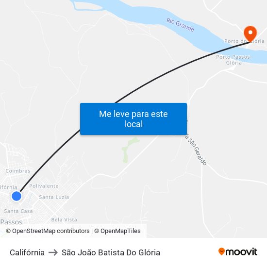 Califórnia to São João Batista Do Glória map