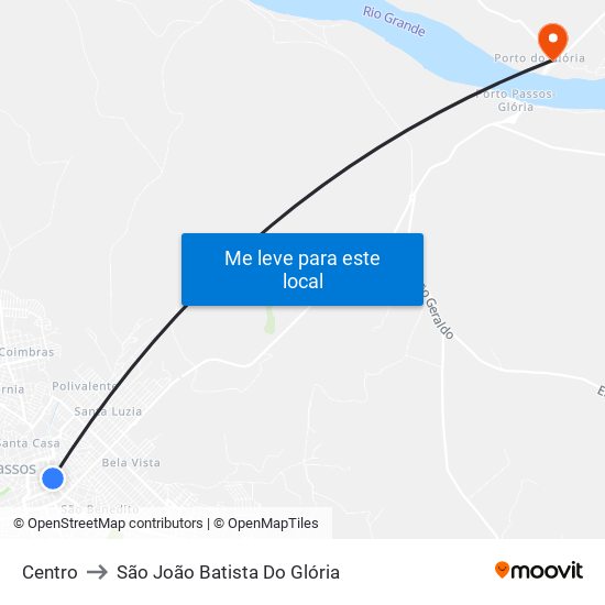 Centro to São João Batista Do Glória map