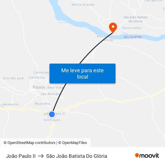 João Paulo II to São João Batista Do Glória map