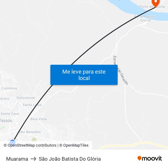 Muarama to São João Batista Do Glória map