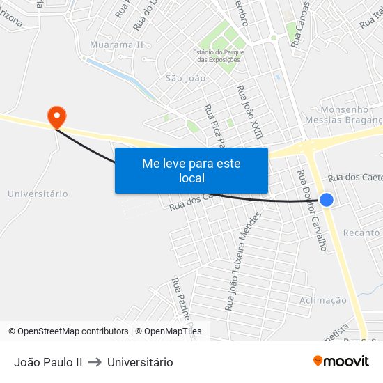 João Paulo II to Universitário map