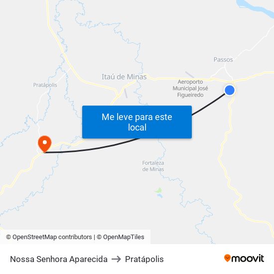 Nossa Senhora Aparecida to Pratápolis map