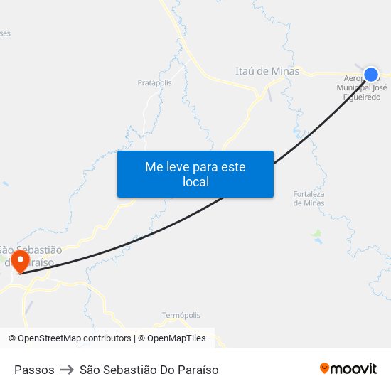 Passos to São Sebastião Do Paraíso map