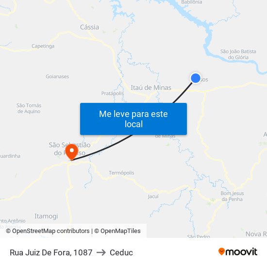 Rua Juiz De Fora, 1087 to Ceduc map