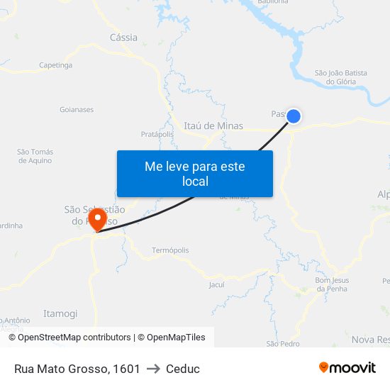 Rua Mato Grosso, 1601 to Ceduc map