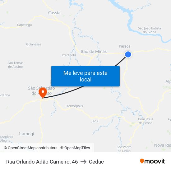 Rua Orlando Adão Carneiro, 46 to Ceduc map