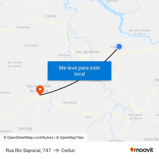 Rua Rio Sapucaí, 747 to Ceduc map