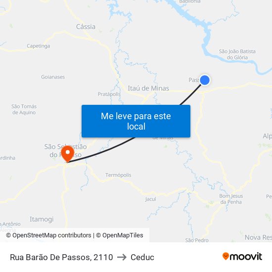 Rua Barão De Passos, 2110 to Ceduc map