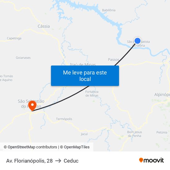 Av. Florianópolis, 28 to Ceduc map