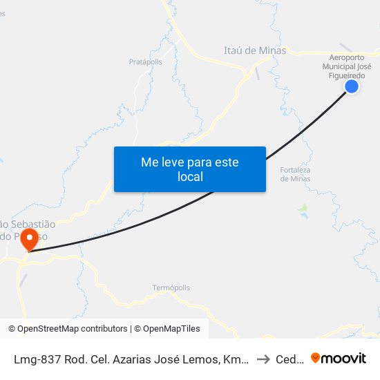 Lmg-837 Rod. Cel. Azarias José Lemos, Km 3,5 Sul to Ceduc map