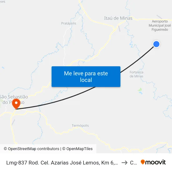 Lmg-837 Rod. Cel. Azarias José Lemos, Km 6,2 Norte | Fazenda Recanto Santo Antônio to Ceduc map