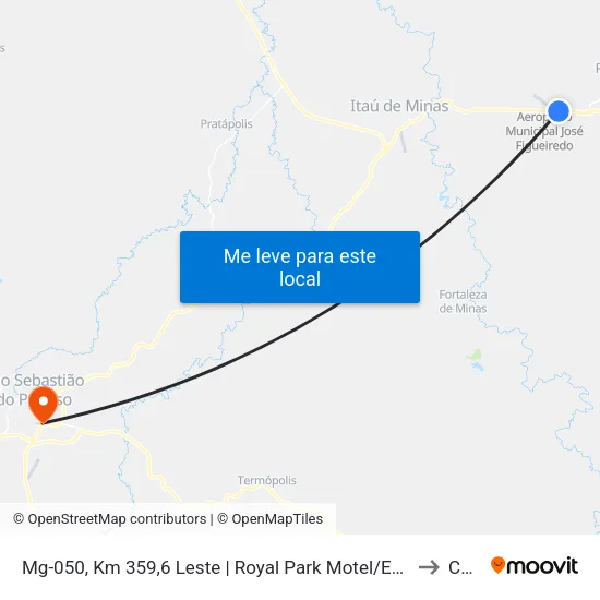 Mg-050, Km 359,6 Leste | Royal Park Motel/Entr. Para Fortaleza De Minas to Ceduc map