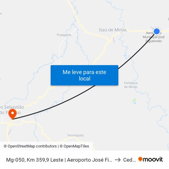 Mg-050, Km 359,9 Leste | Aeroporto José Figueiredo to Ceduc map