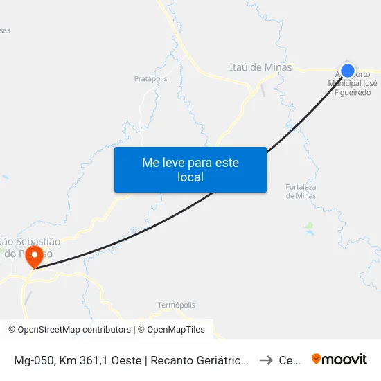 Mg-050, Km 361,1 Oeste | Recanto Geriátrico De Passos to Ceduc map