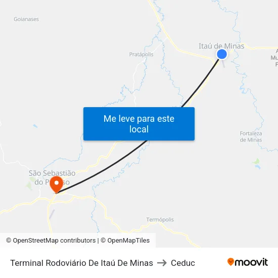 Terminal Rodoviário De Itaú De Minas to Ceduc map