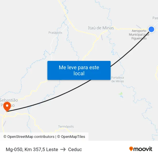 Mg-050, Km 357,5 Leste to Ceduc map