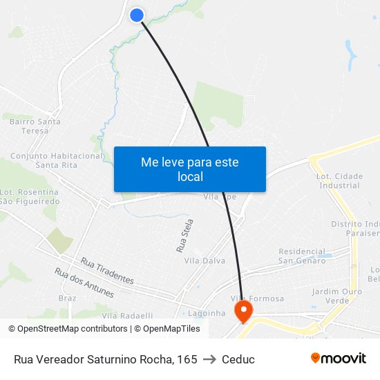 Rua Vereador Saturnino Rocha, 165 to Ceduc map