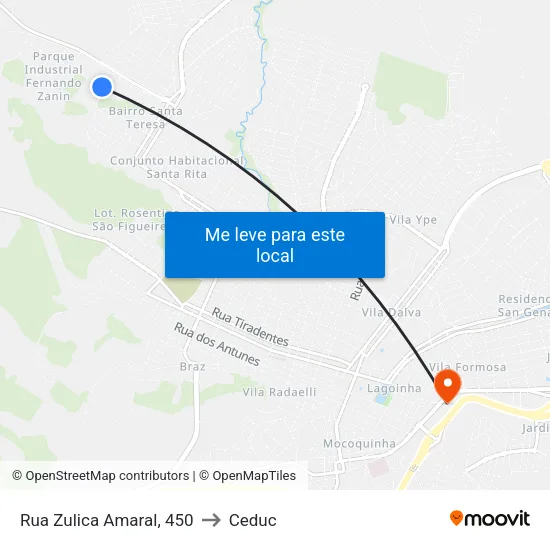 Rua Zulica Amaral, 450 to Ceduc map